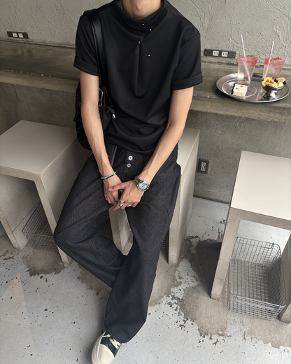 ハーフハイネックボタンTシャツ HS0188