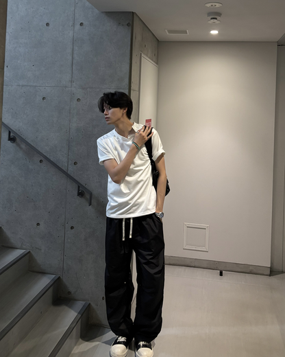 スタッズブラックプリーツパンツ HS0189
