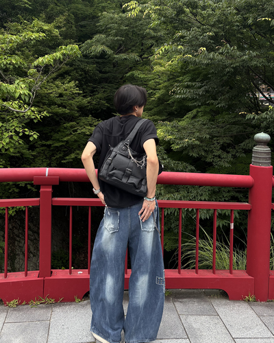 グラフィックデザインルーズデニムパンツ HS0190