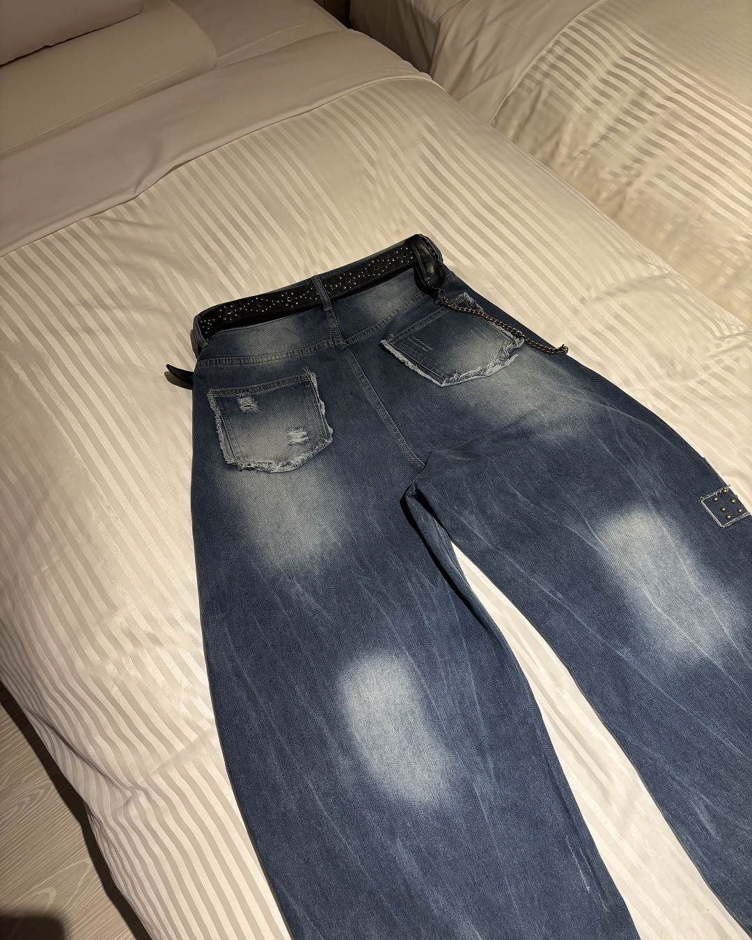 グラフィックデザインルーズデニムパンツ HS0190