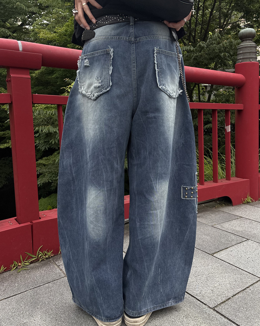 グラフィックデザインルーズデニムパンツ HS0190