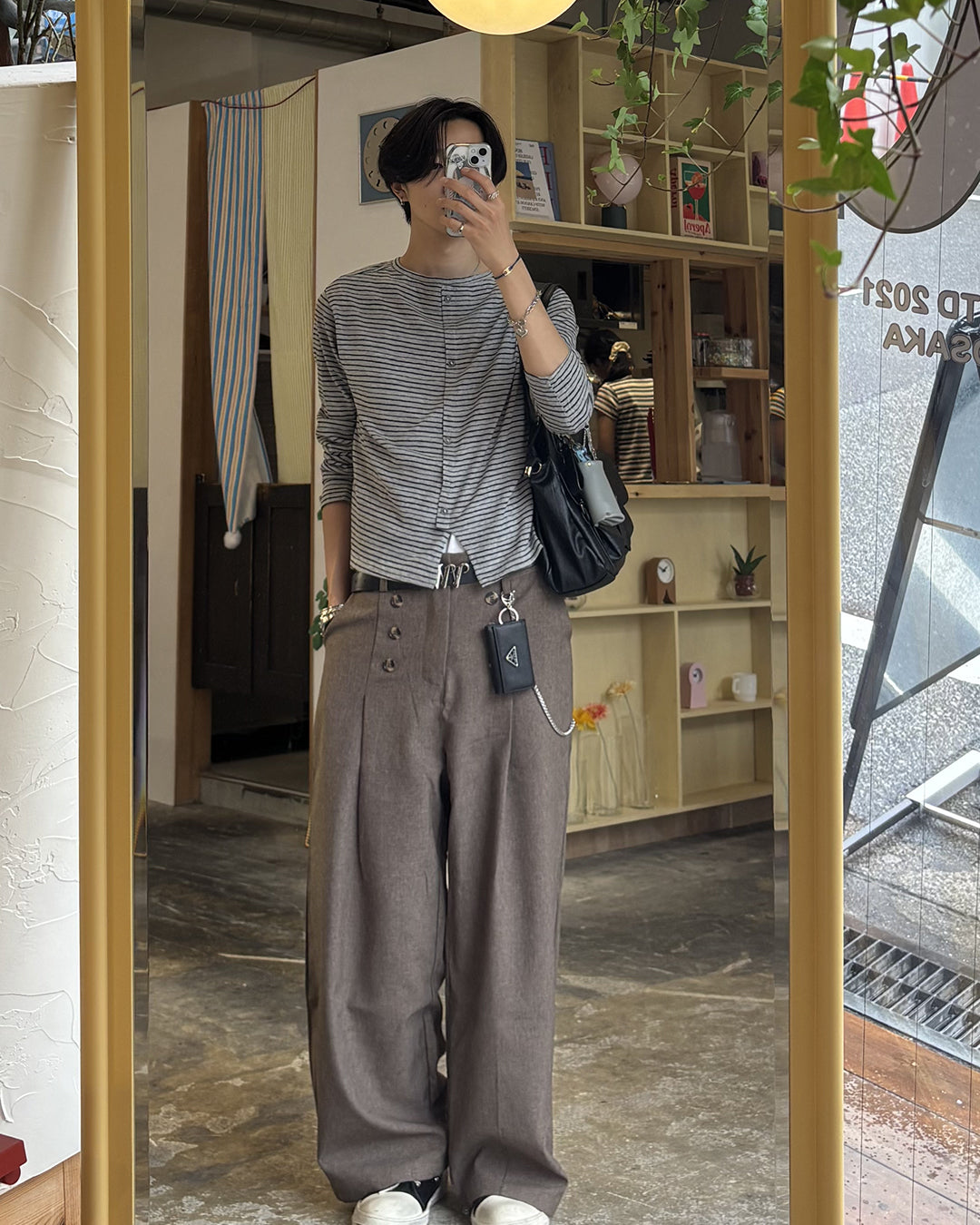 ボタンディテールワイドパンツ HS0202