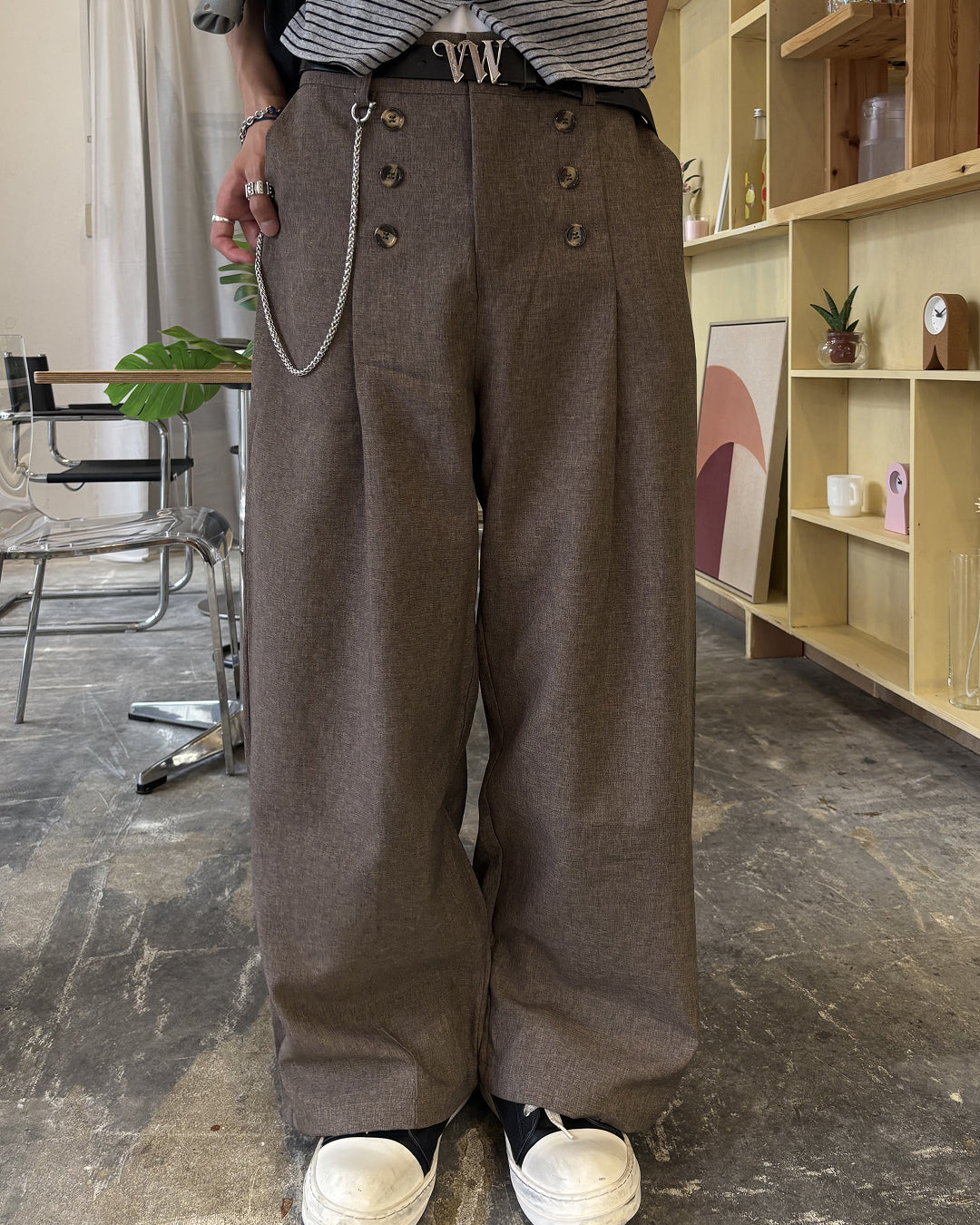 ボタンディテールワイドパンツ HS0202