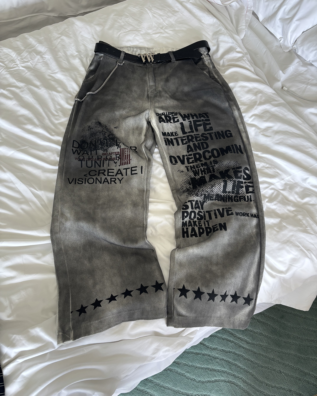 スターレタリングデニムパンツ HS0208