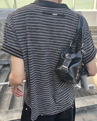 ストライプクルーネックTシャツ HS0234