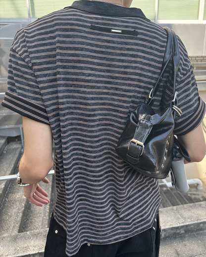 ストライプクルーネックTシャツ HS0234