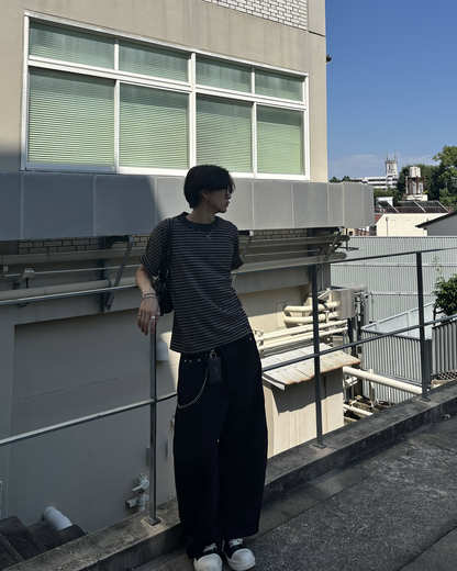 ストライプクルーネックTシャツ HS0234