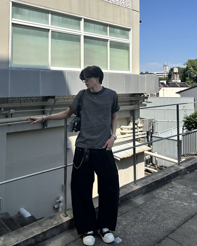 ストライプクルーネックTシャツ HS0234