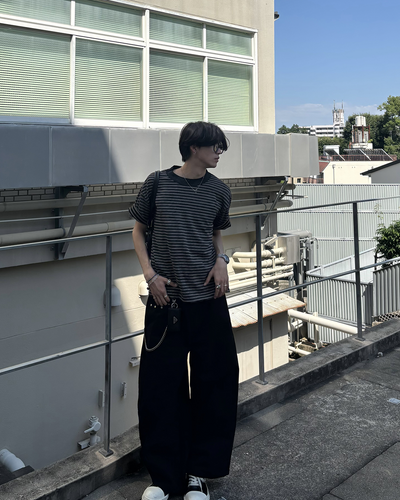 ストライプクルーネックTシャツ HS0234