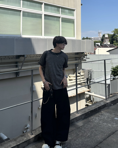 ストライプクルーネックTシャツ HS0234
