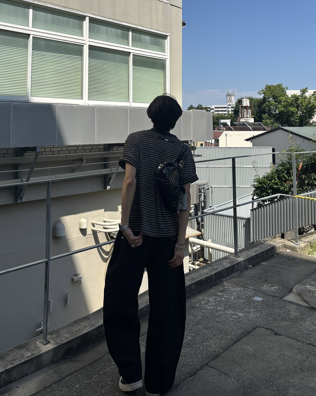 ストライプクルーネックTシャツ HS0234