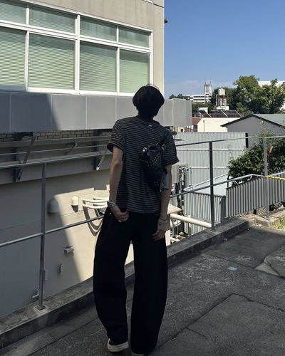 ストライプクルーネックTシャツ HS0234