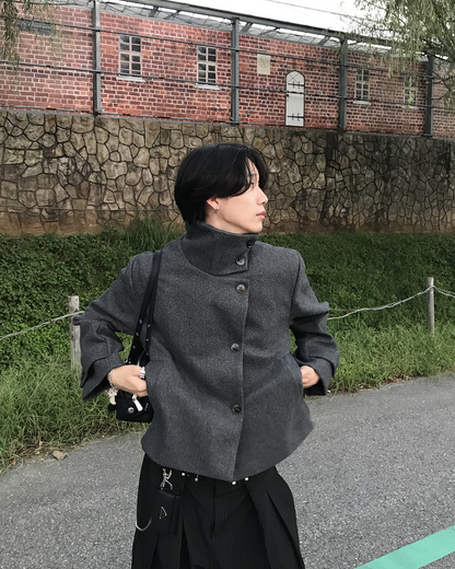 アシンメトリーウールライクショートコート HS0262