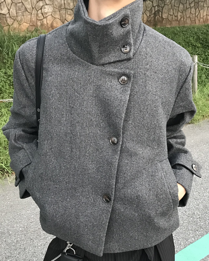 アシンメトリーウールライクショートコート HS0262