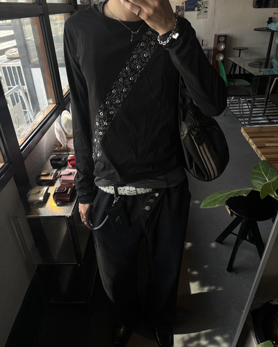 アシンメトリーボタンワイドパンツ HS0278
