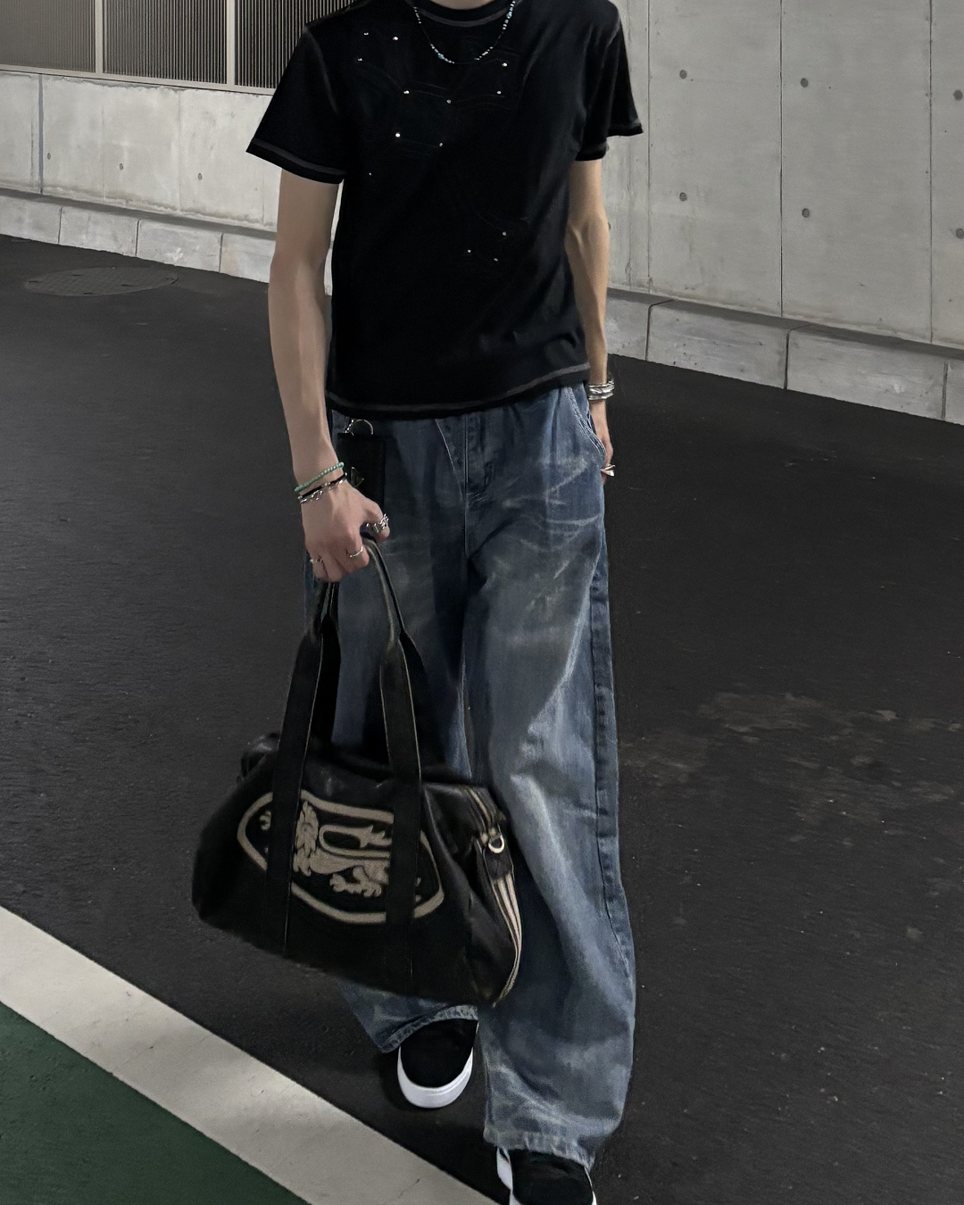 ヴィンテージウォッシュワイドデニムパンツ HS0281