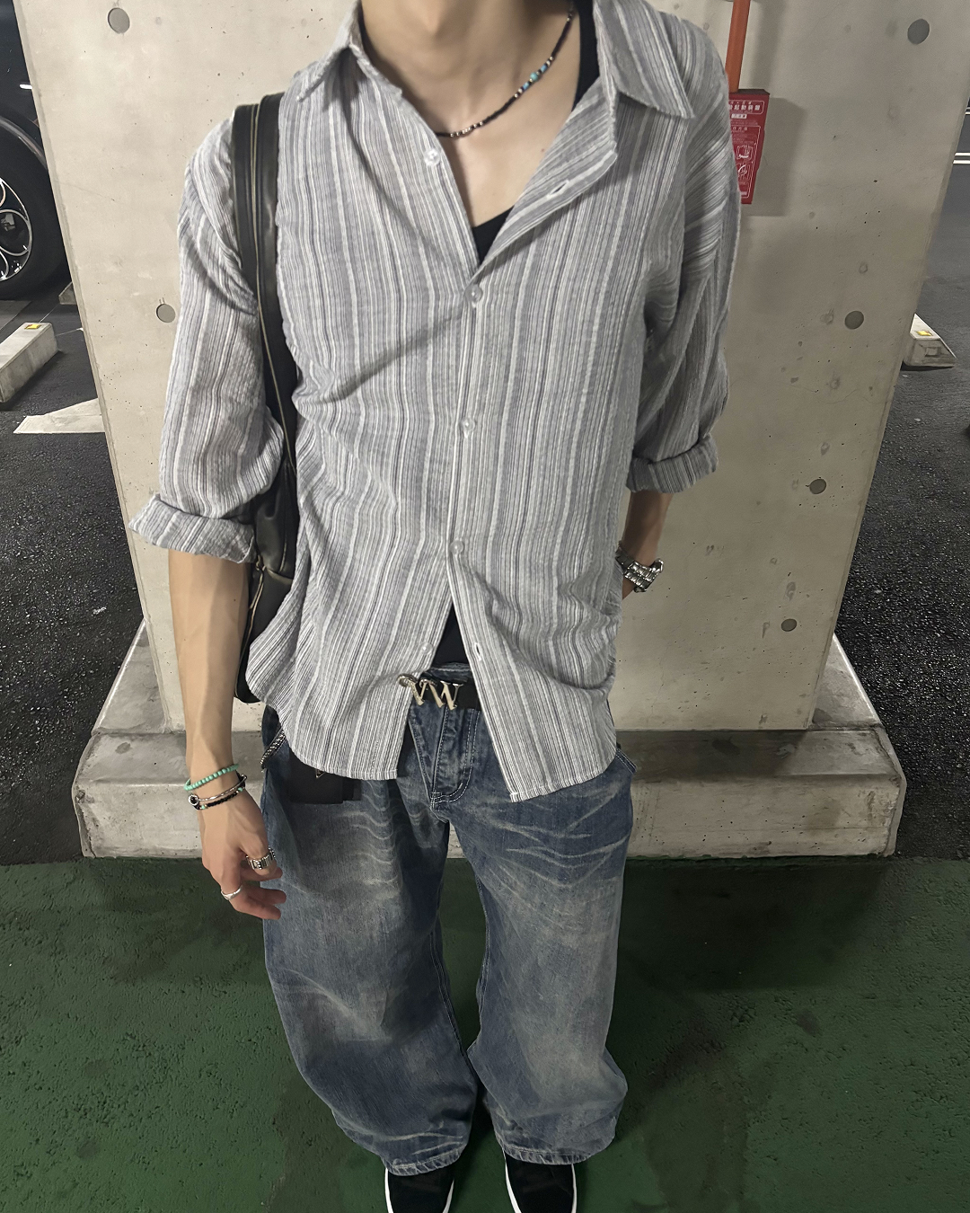 ヴィンテージウォッシュワイドデニムパンツ HS0281