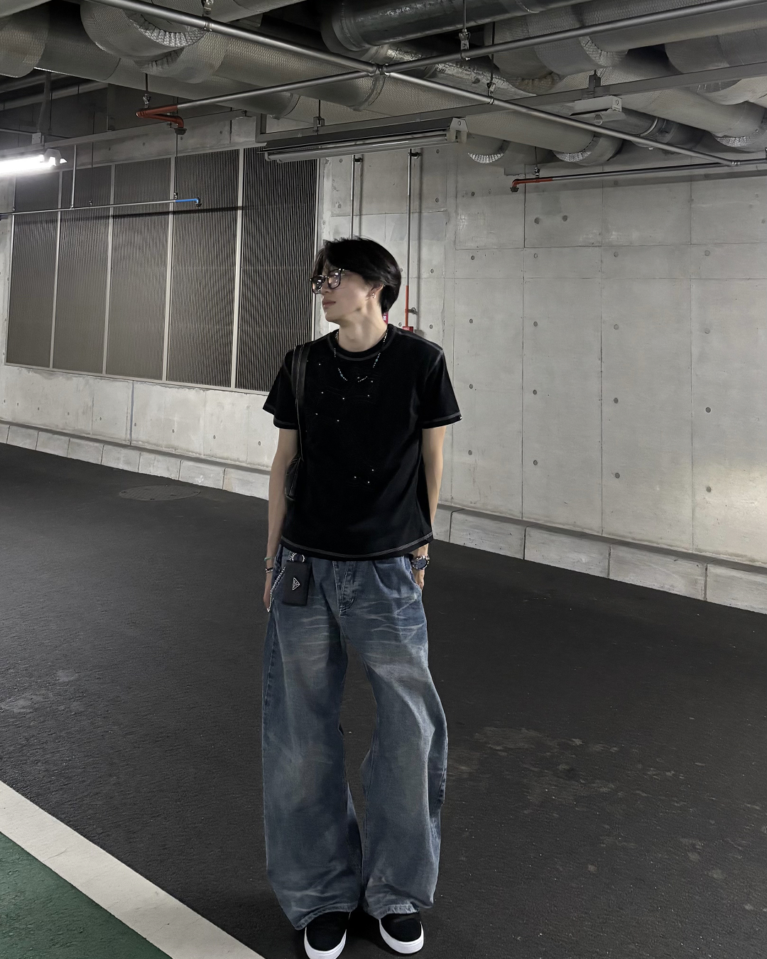 ヴィンテージウォッシュワイドデニムパンツ HS0281