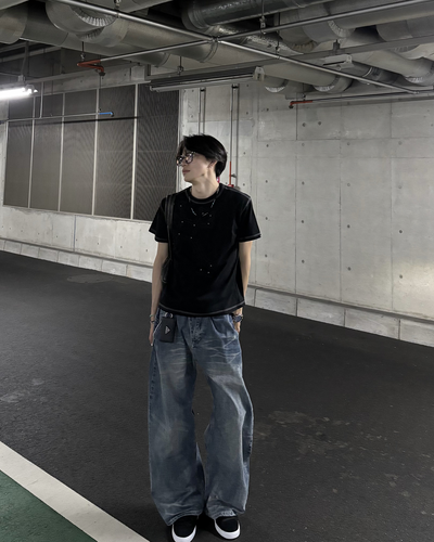 ヴィンテージウォッシュワイドデニムパンツ HS0281