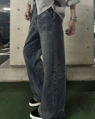 ヴィンテージウォッシュワイドデニムパンツ HS0281