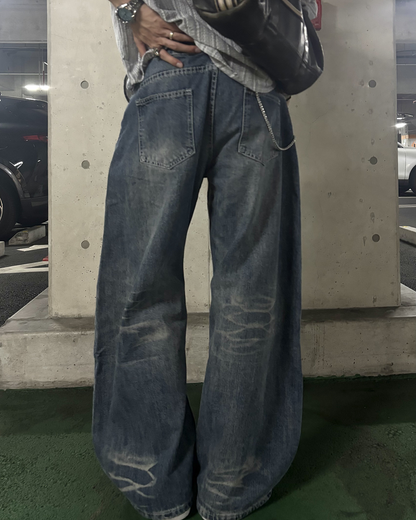 ヴィンテージウォッシュワイドデニムパンツ HS0281