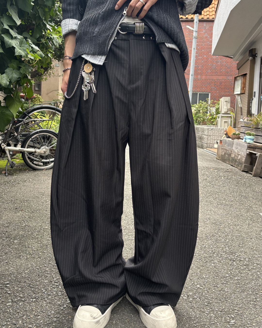 ストラップデザインストライプワイドスラックス HS0285