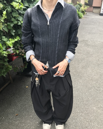 ストラップデザインストライプワイドスラックス HS0285