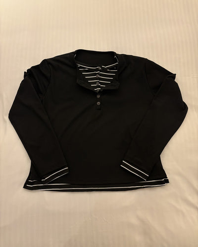 ボーダーレイヤードヘンリーネックロングTシャツ HS0304