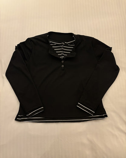 ボーダーレイヤードヘンリーネックロングTシャツ HS0304
