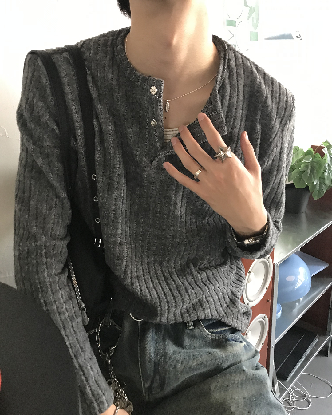 ヘンリーネックニットロングスリーブ HS0322