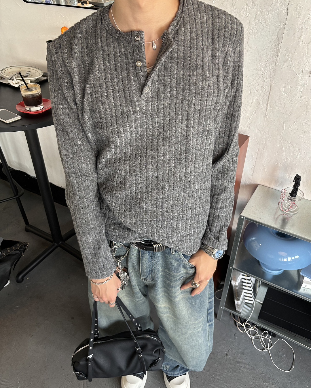 ヘンリーネックニットロングスリーブ HS0322