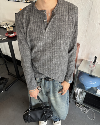 ヘンリーネックニットロングスリーブ HS0322