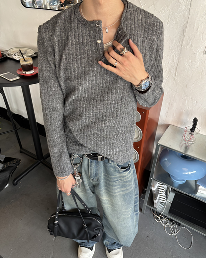ヘンリーネックニットロングスリーブ HS0322