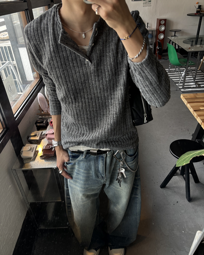 ヘンリーネックニットロングスリーブ HS0322