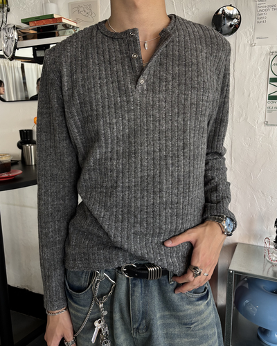 ヘンリーネックニットロングスリーブ HS0322
