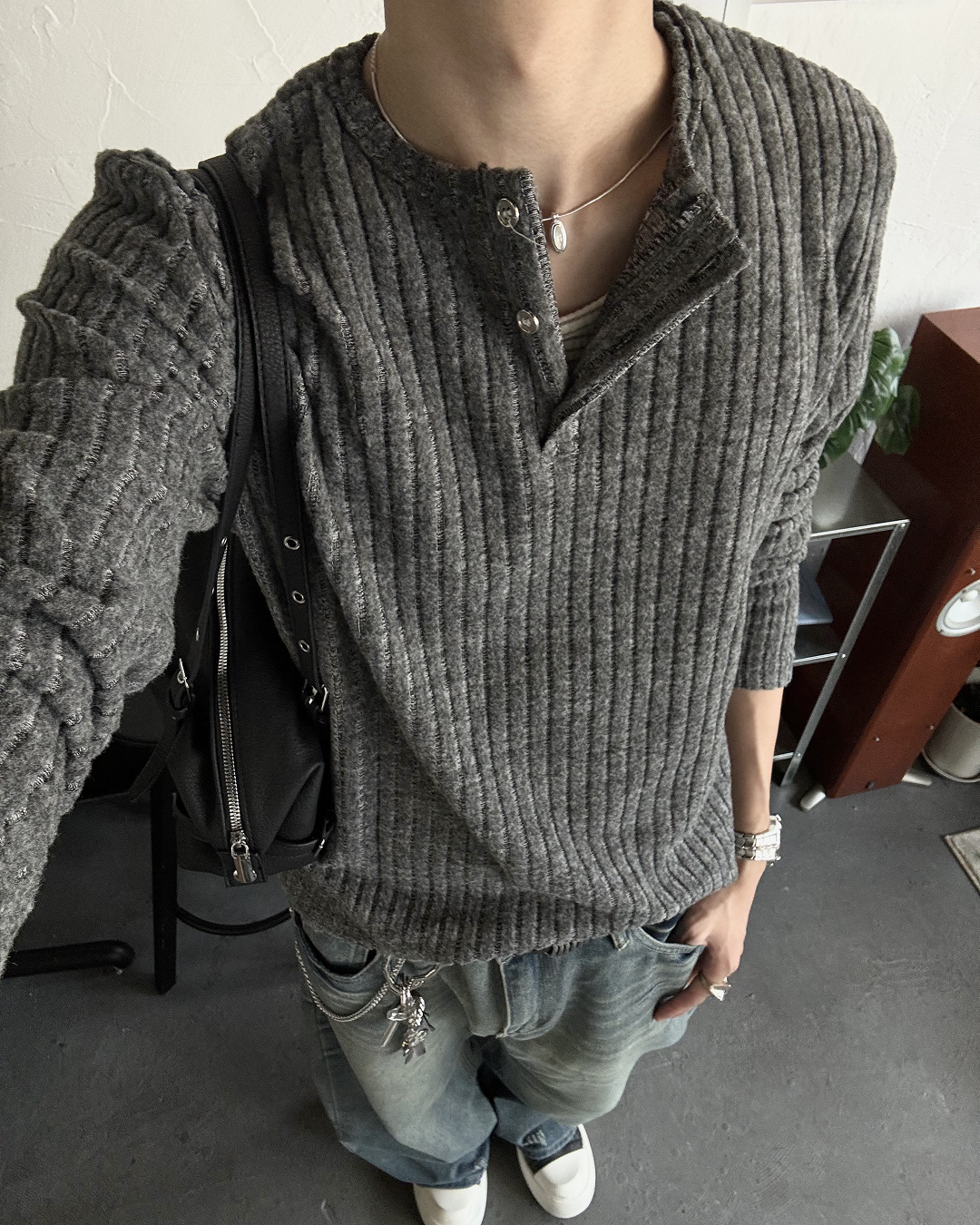 ヘンリーネックニットロングスリーブ HS0322