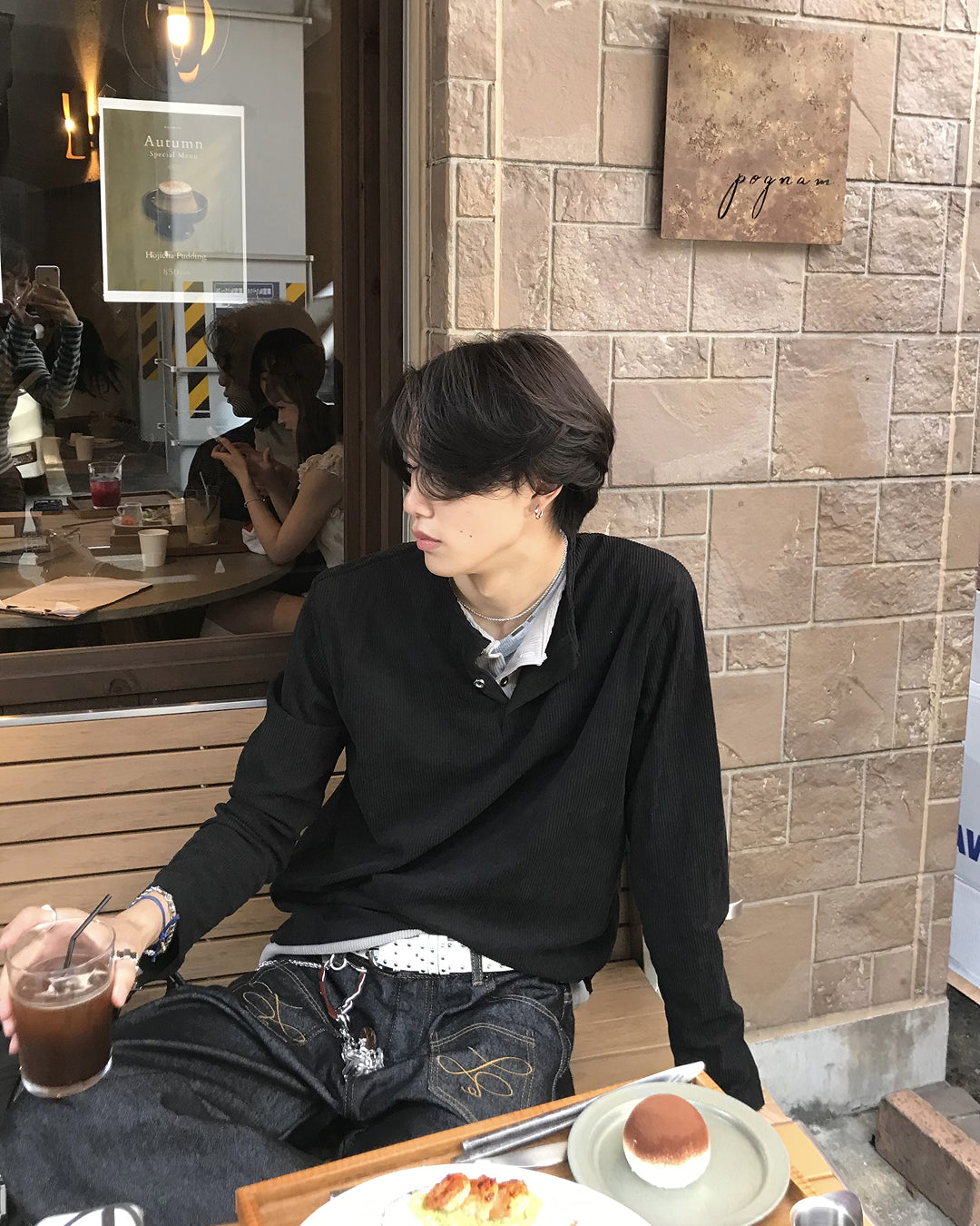 フェイクツーピースカジュアルヘンリーネック HS0346