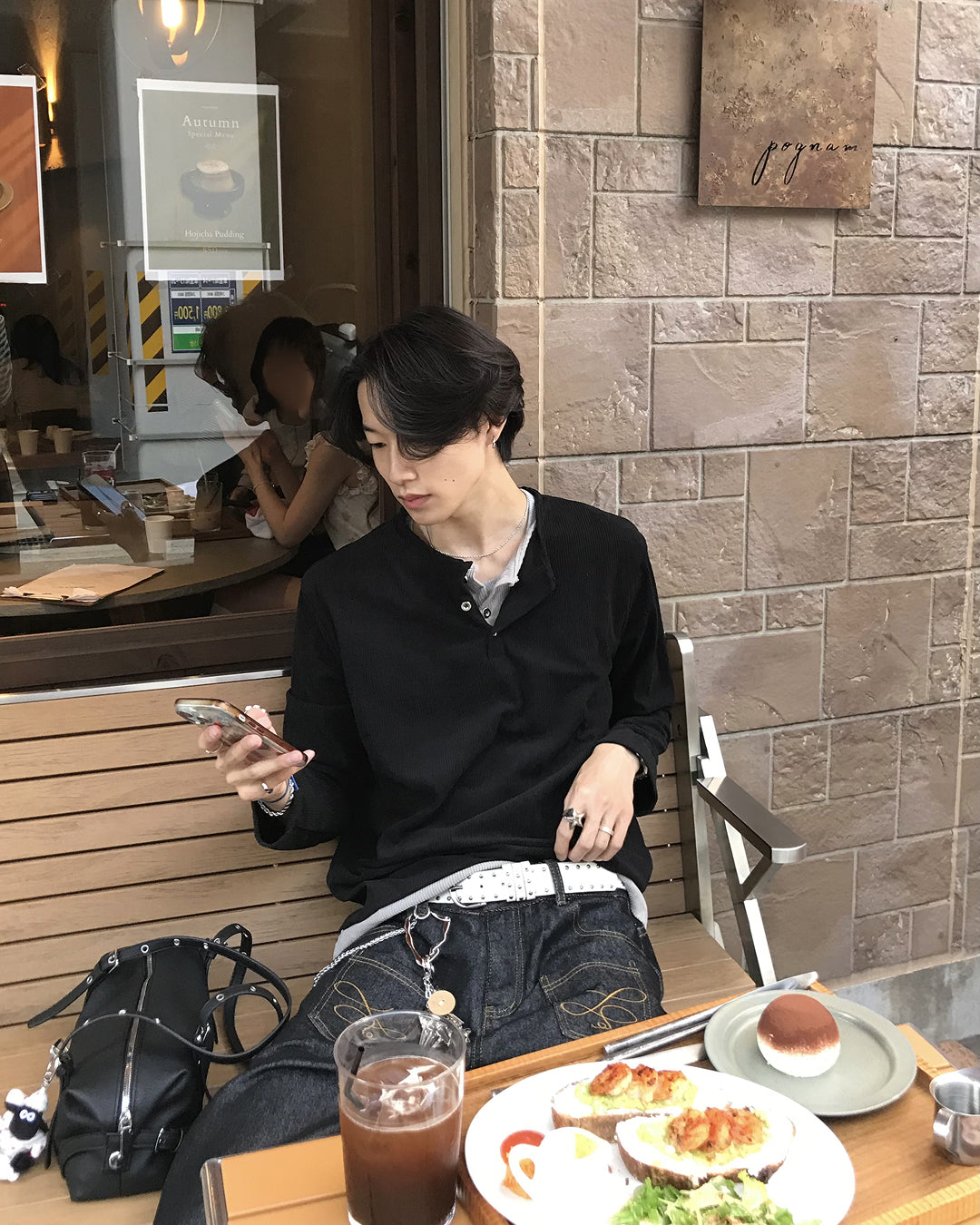 フェイクツーピースカジュアルヘンリーネック HS0346