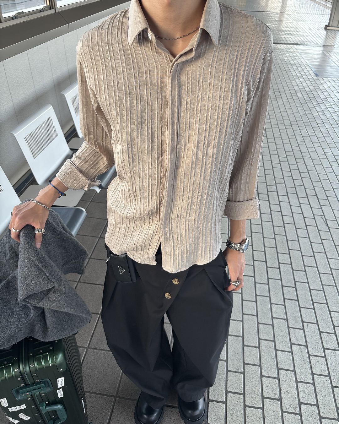 カジュアルドレープシャツ HS0358