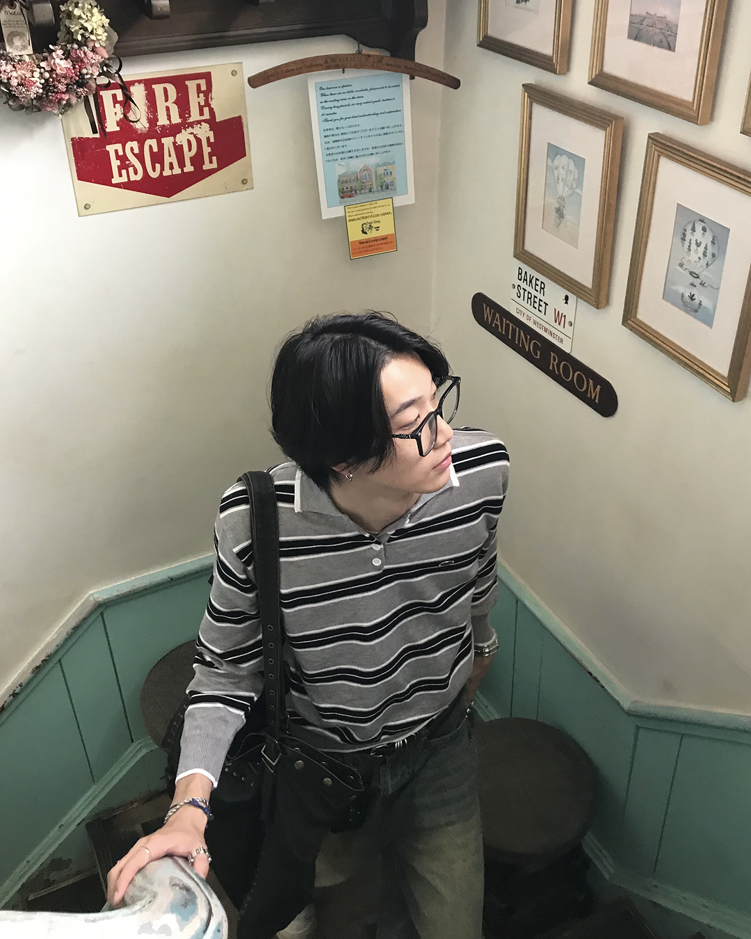 ボーダーロングニットポロ HS0360