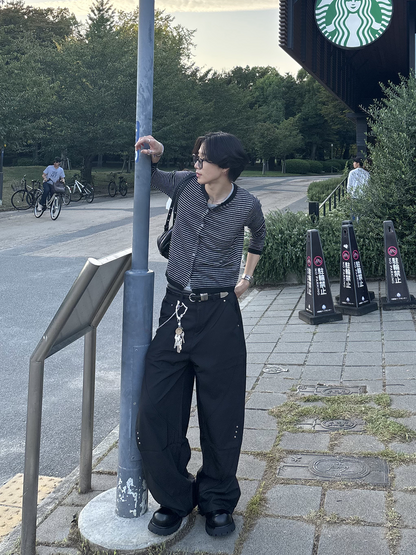サイドデザインワイドレッグパンツ HS0392