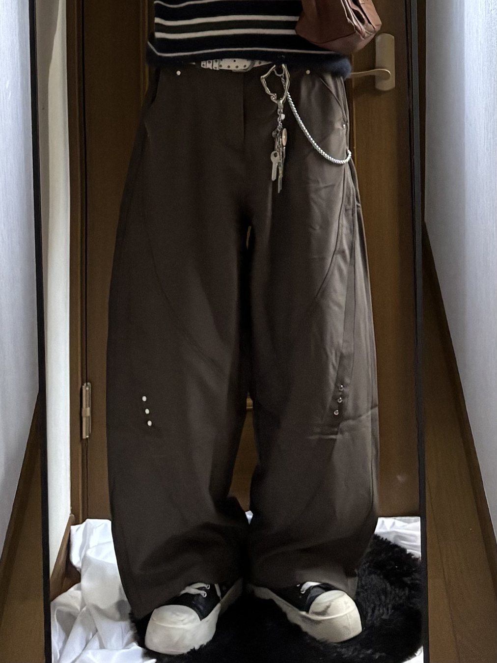 サイドデザインワイドレッグパンツ HS0392
