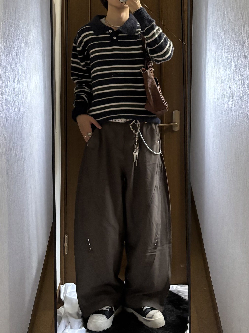 サイドデザインワイドレッグパンツ HS0392
