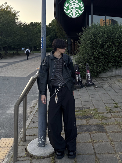 サイドデザインワイドレッグパンツ HS0392