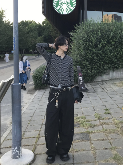 サイドデザインワイドレッグパンツ HS0392