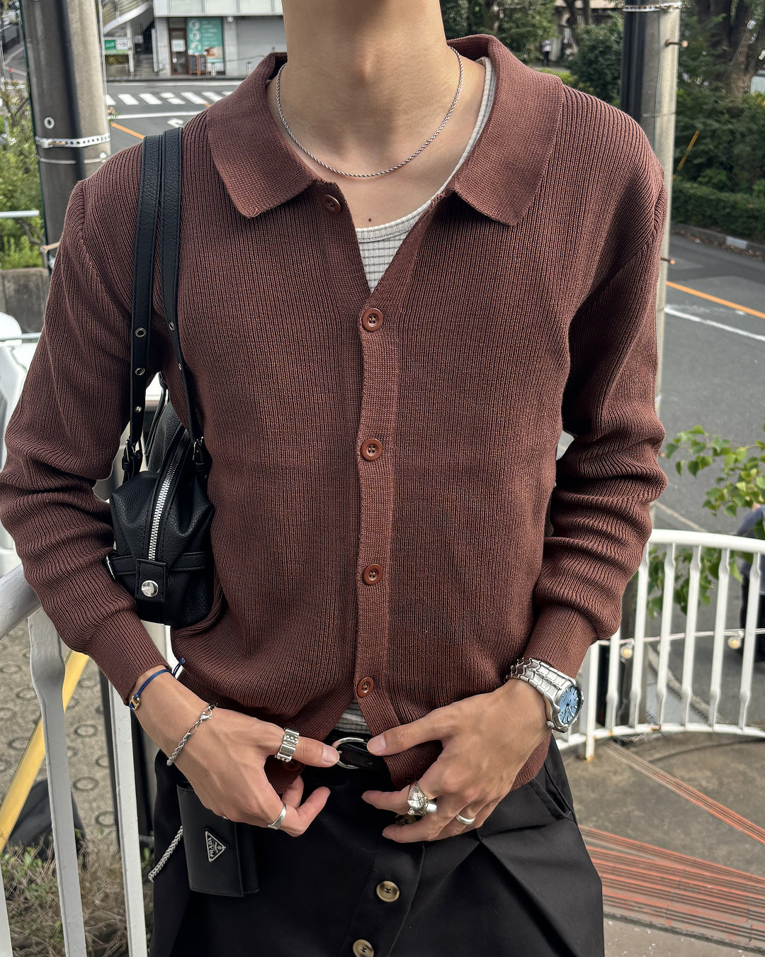 リブニットカーディガン HS0403