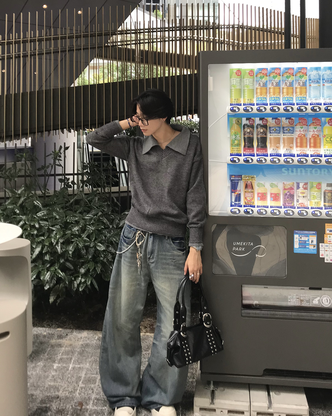 フェイクツーピースVネックセーター HS0412