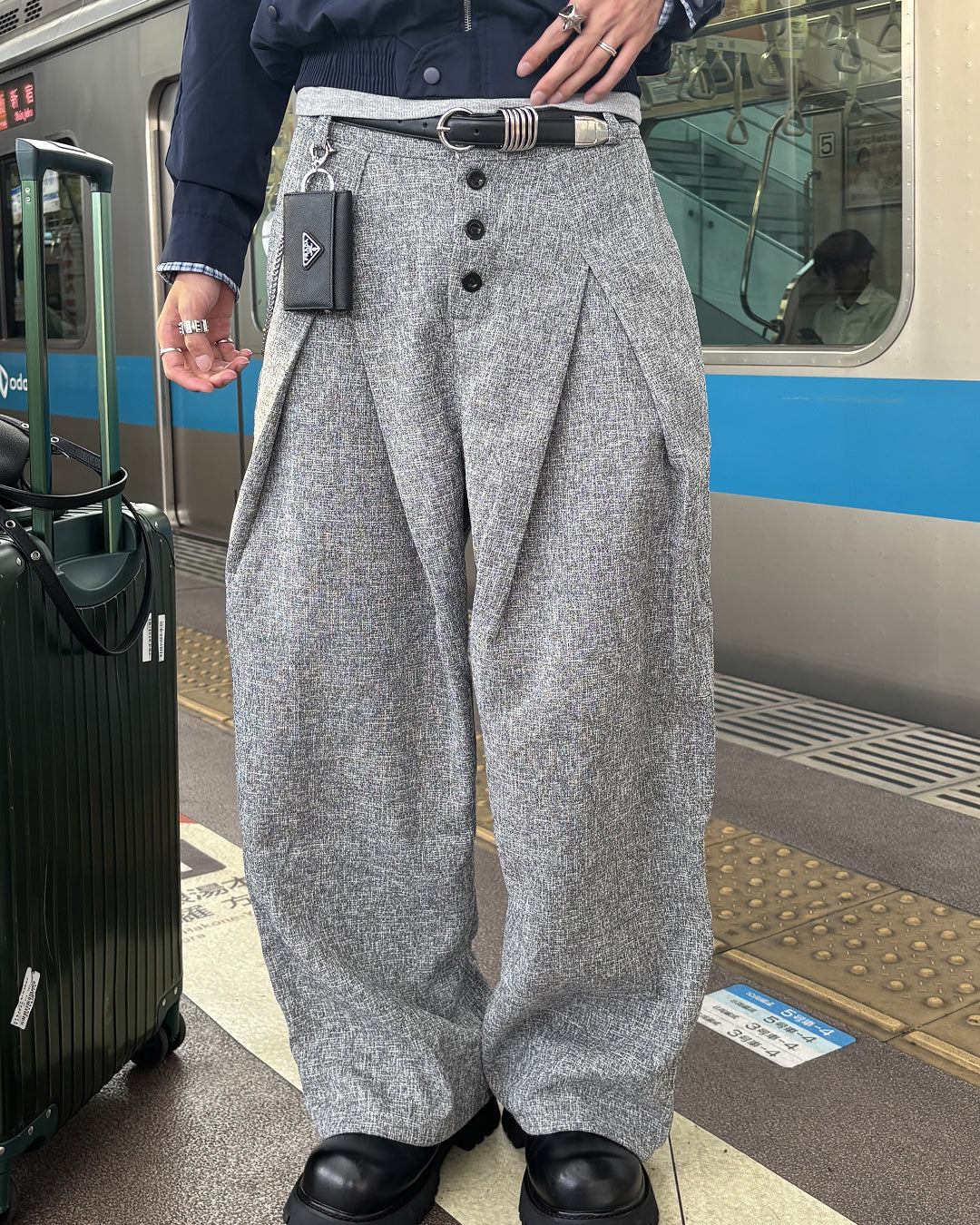 2タックツイードワイドパンツ HS0444
