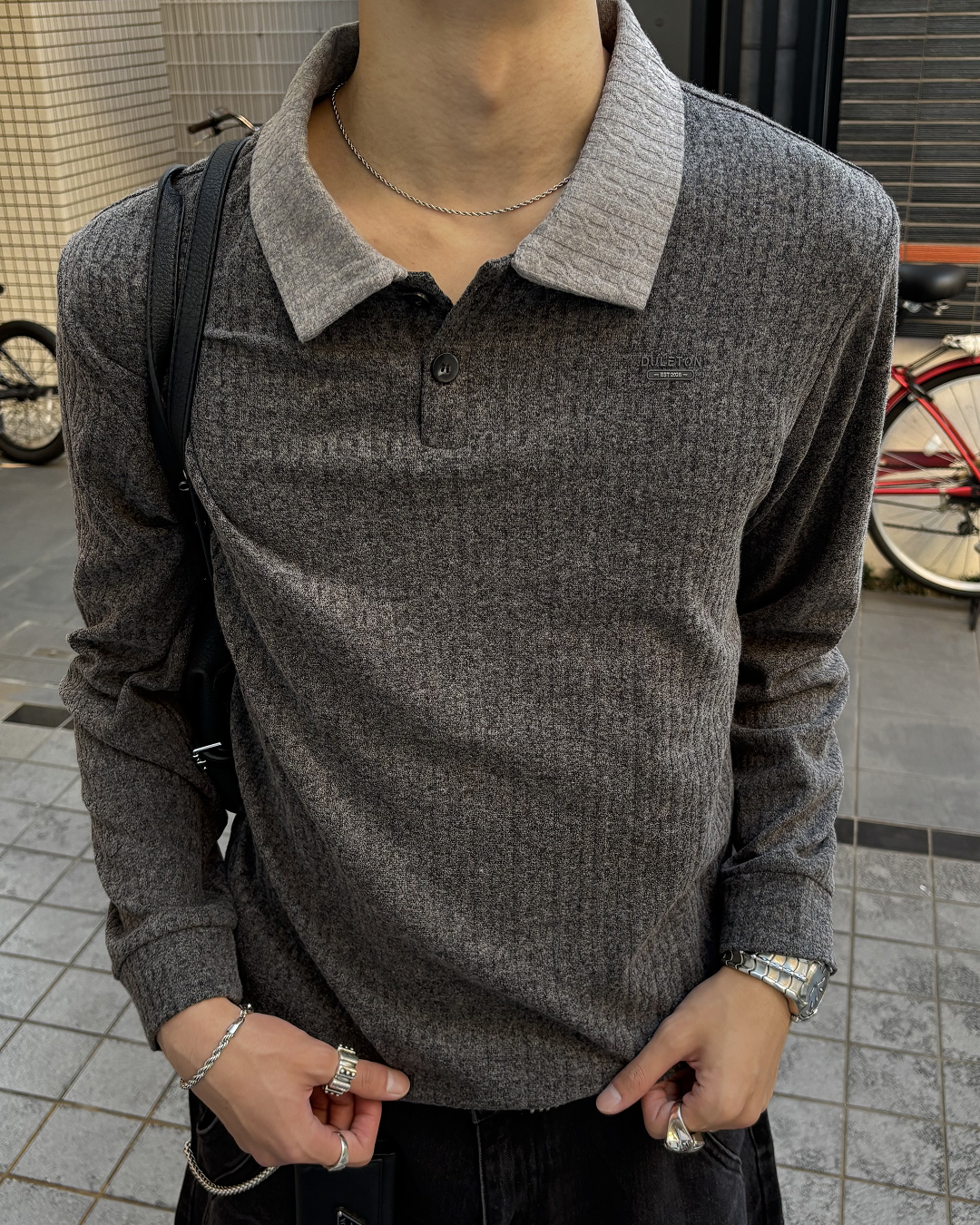 バイカラーポロニットスリーブ HS0531