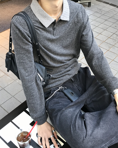 バイカラーポロニットスリーブ HS0531